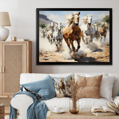 Cowboy Wild Mustangs Cowboys - Cowboys Canvas Art Print