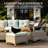 Meissalivve 7 Pieces Patio Furniture Sets,Wicker Patio Conversation Sets With 2 Wood Armrests Swivel Glide Chairs, 2 Ottoman, 3-Seat Sofa And Coffee Table (Sky Blue)-1077957942