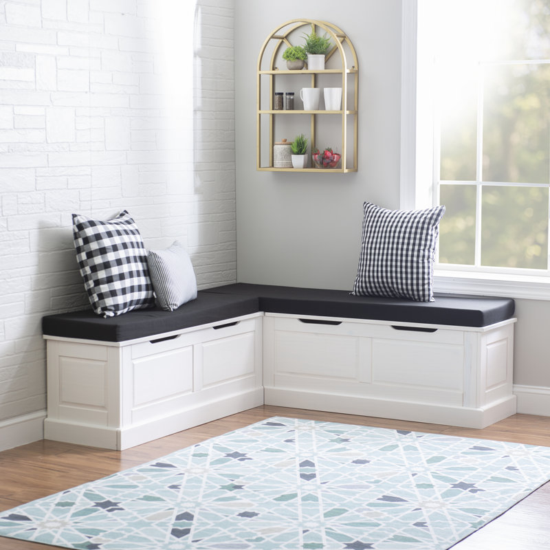 Selby Upholstered Storage Bench, Black, White