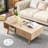 Boho Rectangle Coffee Table with Solid Wood Legs & Sliding Storage Drawer, Modern Living Room or Office Center Table-2106563065