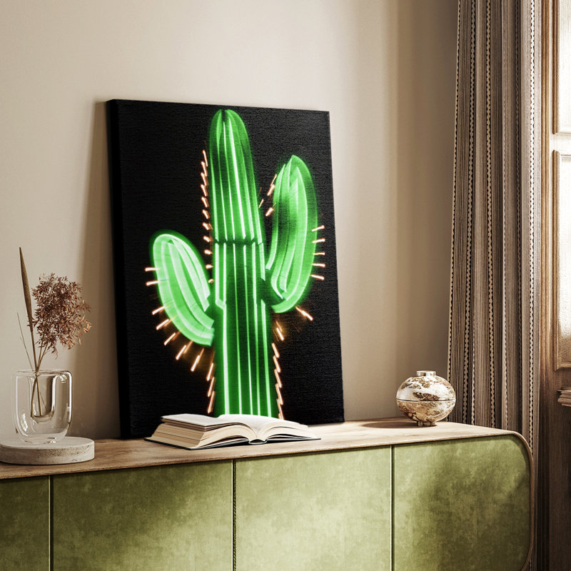 Cactus néon - Cavas enveloppés de galerie, H 18 po x l 12 po