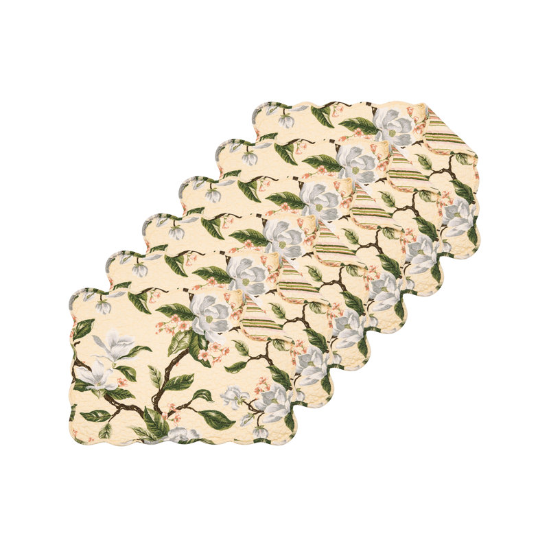 Ensemble de 6 napperons printaniers en coton matelassé Esther