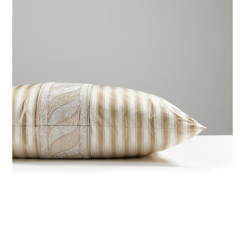 The MET x The House of Scalamandre Paisley/Shirred Stripe Pillow, Fawn