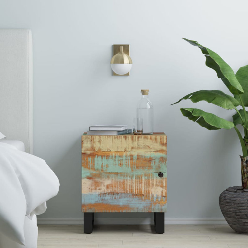 Kempler Iron Nightstand, Wood Reclaimed, Ensemble de 2