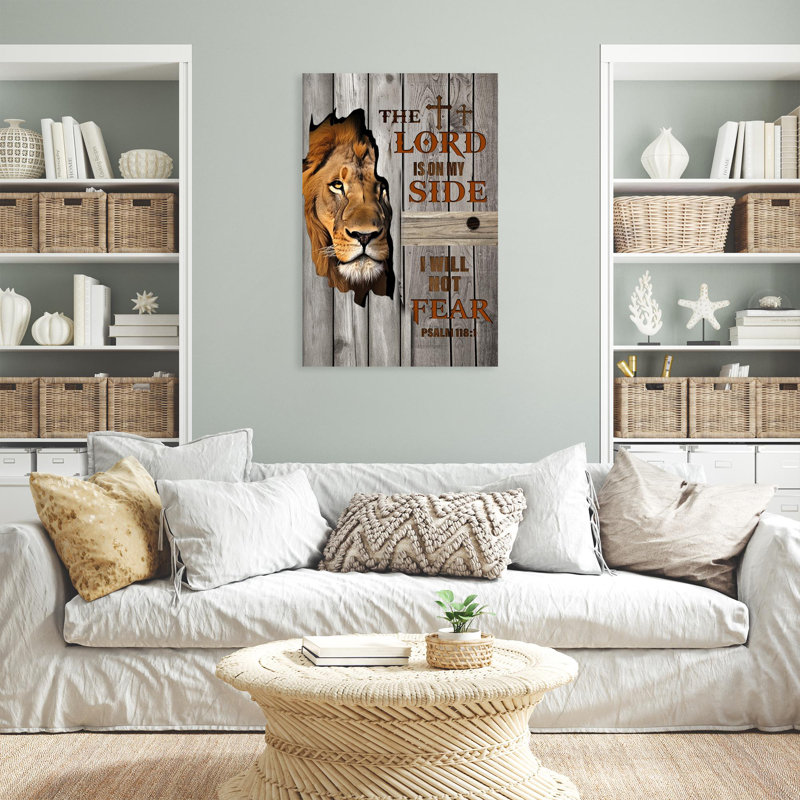 «Lion The Lord Is On My Side - 1 Pièce Rectangle», H 36 po x l 24 po x P 1,25 po
