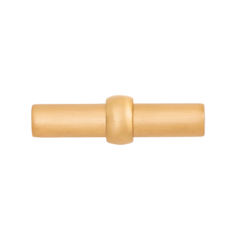 Ostia Collection Knob 2-1/2 Inch X 13/16 Inch Matte Black Finish, Brushed Golden Brass