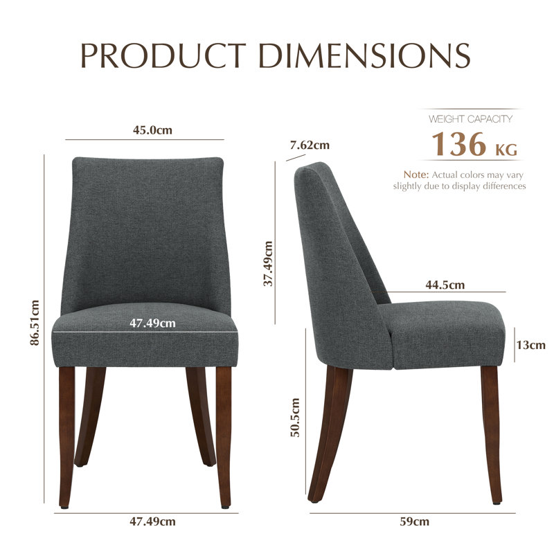 50.5cm H Foam Upholstered Upholstered Back Parsons Chair, Dark Grey
