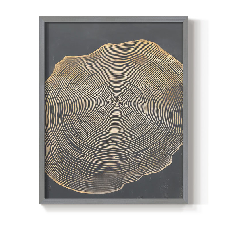 Abstrait, encadré, prêt à accrocher , Gris, H 10 po x l 8 po