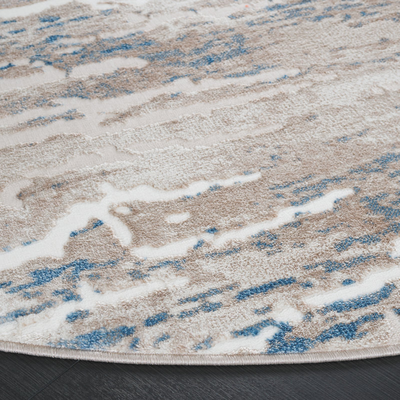 Tapis abstrait Nyjal Performance, Rond 6 pi 7 po