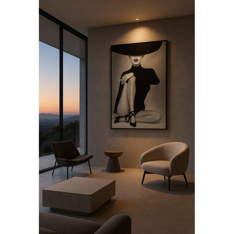Nocturne Muse Framed Canvas Wall Art by Kasian Art Studio - Black Frame