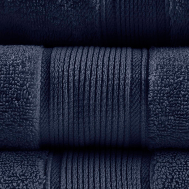Ultra-Soft 100% Cotton Absorbent Towel Set 8-Piece, Dark Navy