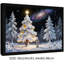 Art mural arbre de Noël fantaisiste noir encadré - Forêt enchantée enneigée, décorations festives-769984941