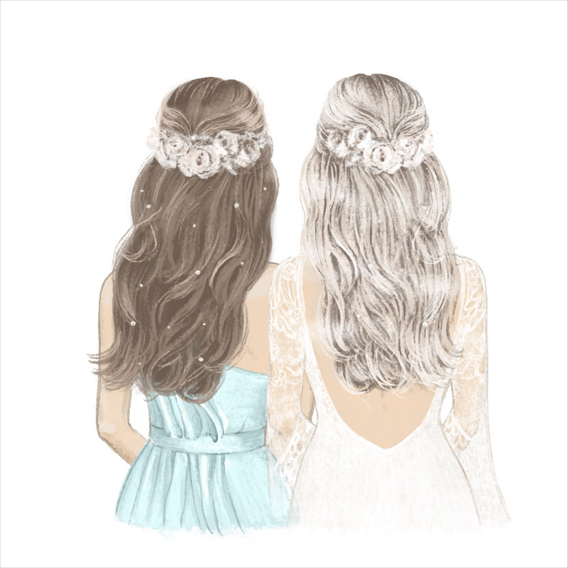 Bride And Bridesmaid - Wrapped Canvas Print, 76cm H x 76cm W x 3.8cm D