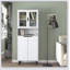 Armoire de rangement haute avec 2 portes vitrées et 2 portes, grande armoire de cuisine
