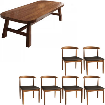 Ensemble de table de salle à manger en bois massif de style américain.