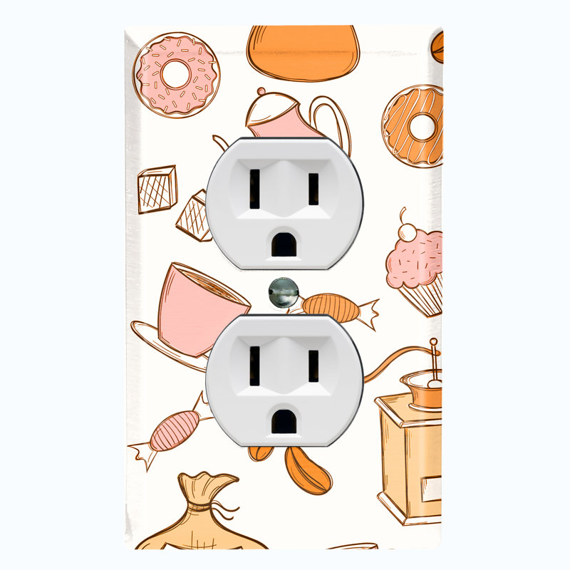 Plaque murale 3 prises blanches Coffee Dessert Treats