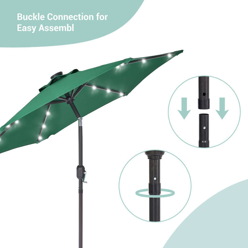 Asylbek 7.5' Lighted Market Umbrella, Dark Green