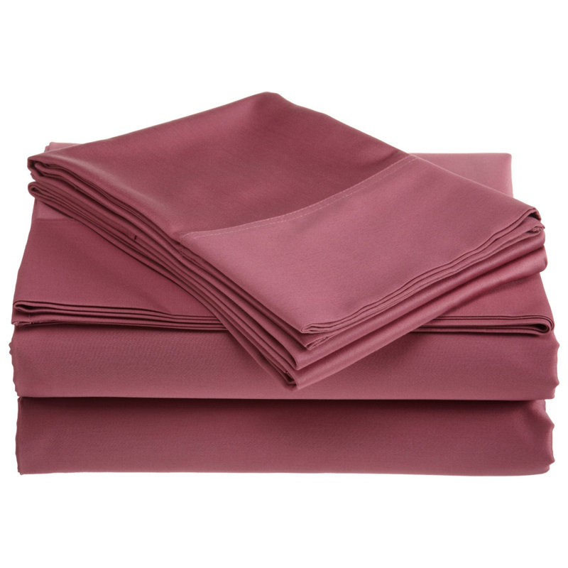 Ensemble de draps en coton 500 fils, Très grand californien, Rose bruyère