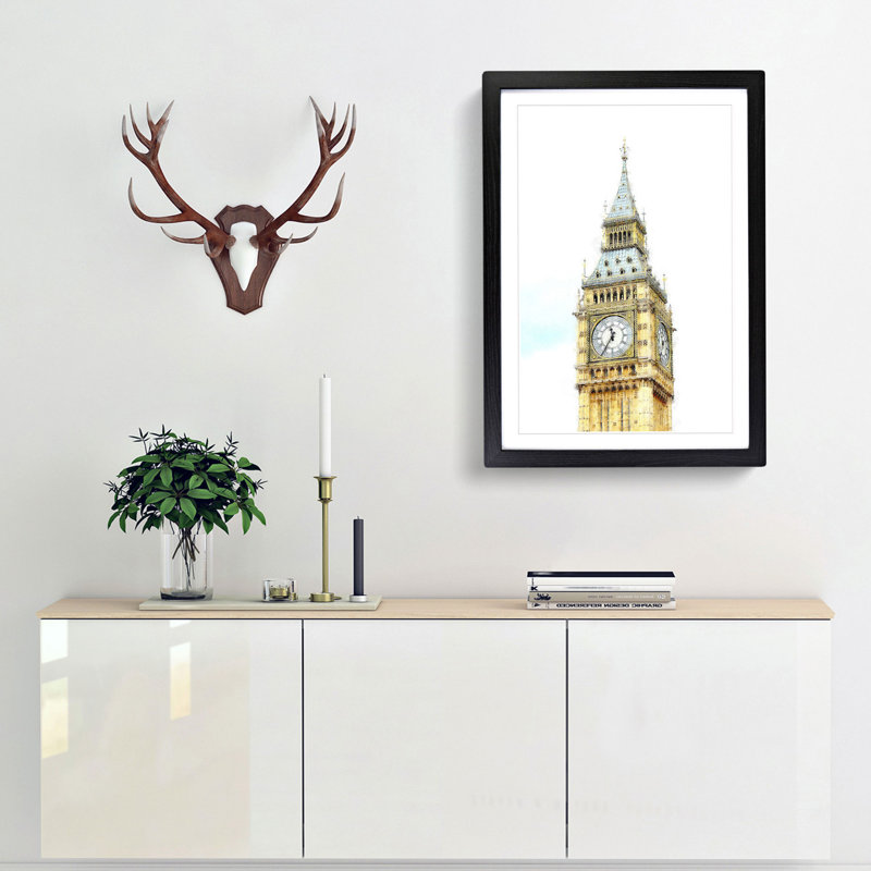 Big Ben - Picture Frame Graphic Art Print, 63cm H x 45cm W x 2cm D, Black Framed
