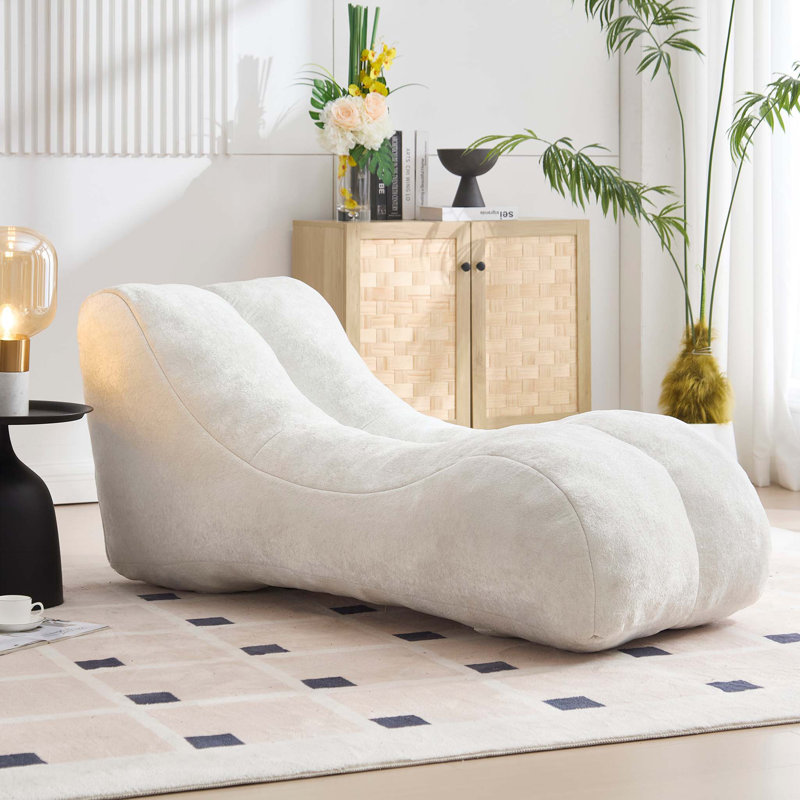 Bean Bag Sofa with high-quality sponge, White Polyester