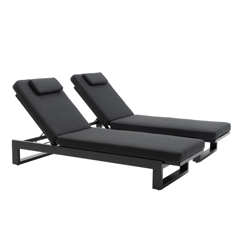 Raziye Outdoor Metal Chaise Lounge , Cushion Included