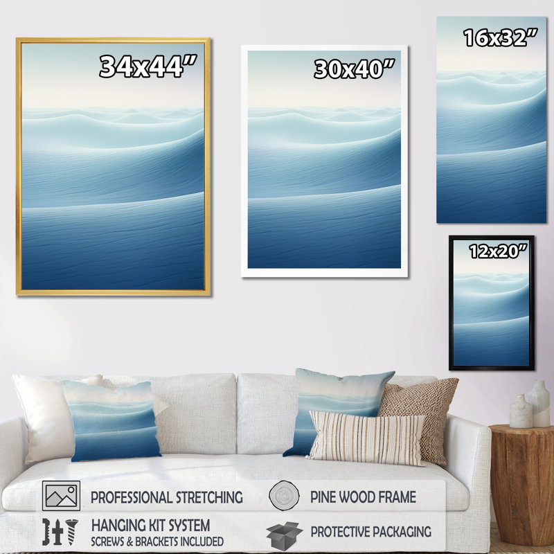 «Oceans Whisper Blue Beach Harmony I», reproduction sur toile, H 40 po x l 30 po x P 1,5 po, Cadre flottant noir