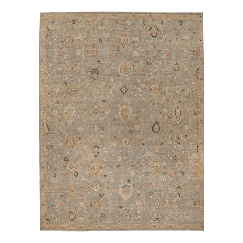 Blue Antique Revival Wool Rug, Rectangle 9'10" x 14'1"