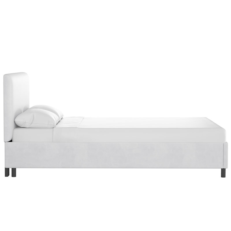 Pyburn Upholstered Platform Bed, King, Classic White Velvet