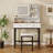 Vanity Desk With LED Lighted Mirror, makeup vanity table with 360° Rotatable Mirror, Dressing table with Sturdy Metal Leg and  Stool