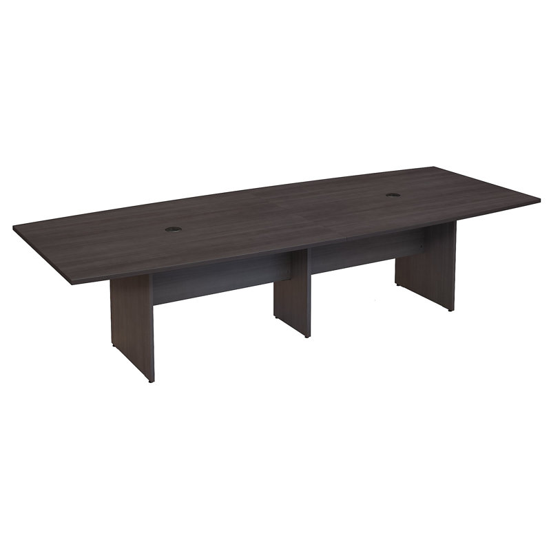 Table de conférence en bois avec base en bois, Gris orage