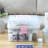 Clear Storage Basket with Pink Handle and White Tray