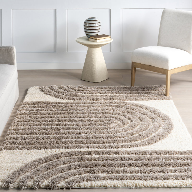  Rose Modern Geometric Shag Area Rug, Rectangle 8' x 10'