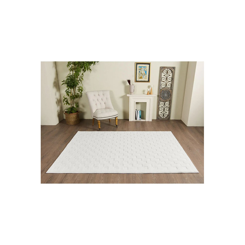 Luxurious Cream Area Rug, 4.6 x 6.6 ft | 100% Polypropylene, 1.7 cm Pile Height, 1600 g/m² | Machine Woven, Non-Slip Dot Underside, Antibacterial | Perfect for Living Room, Bedroom & Dining Areas