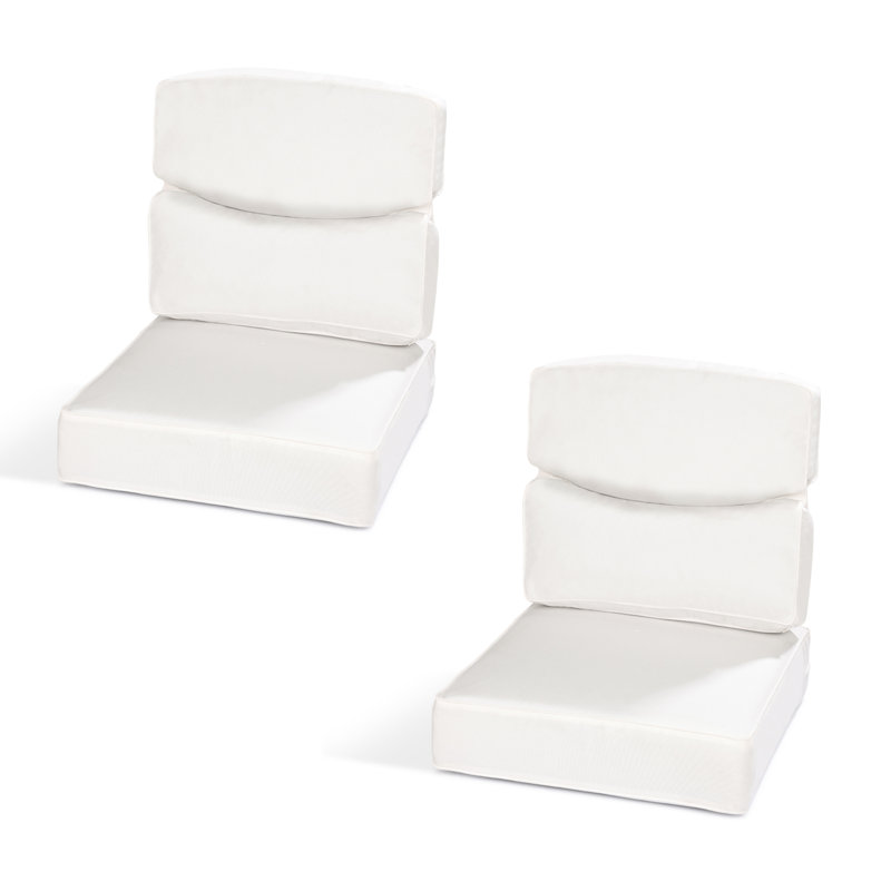  Smile Outdoor Chair Cushions Set, Sunbrella Fabric High Back and Deep Seating Outdoor Cushion, Set of 2, Canvas Natural