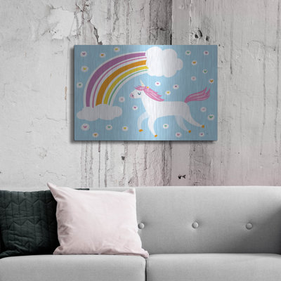 «Red Unicorn» par Melissa Averinos, art mural rouge en métal Red Barrel Studio®