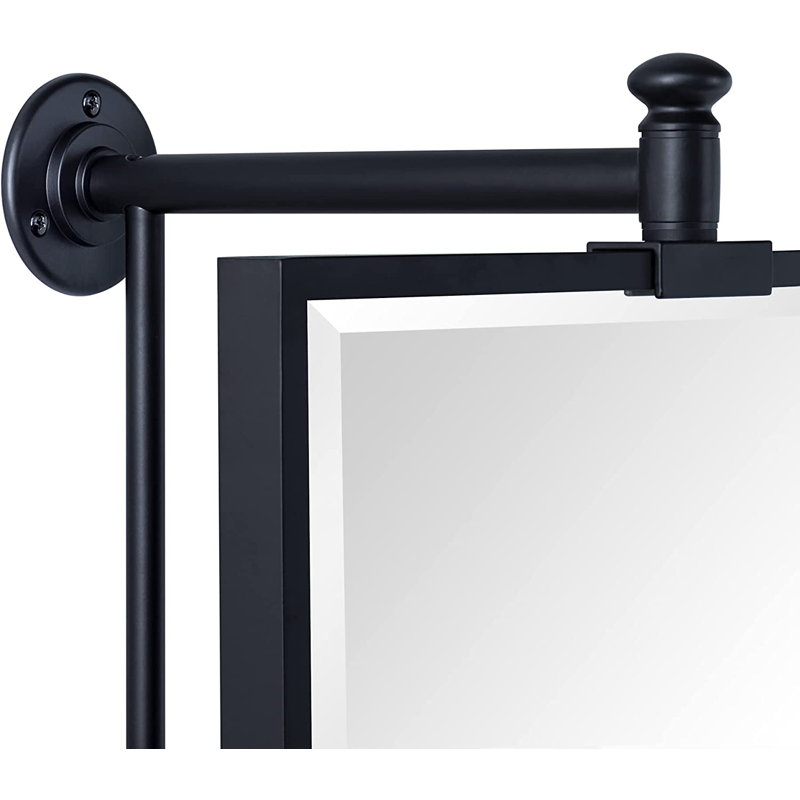 Corrente Pivot-N-View Squared Cornered Rectangle Mirror for Window Bathroom Vanity, Matte Black