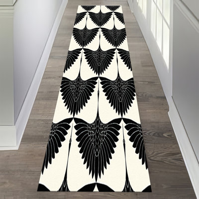 Abstract Monochrome Print Non-Woven Thin Rug with Geometric Design for Modern Indoor Decor