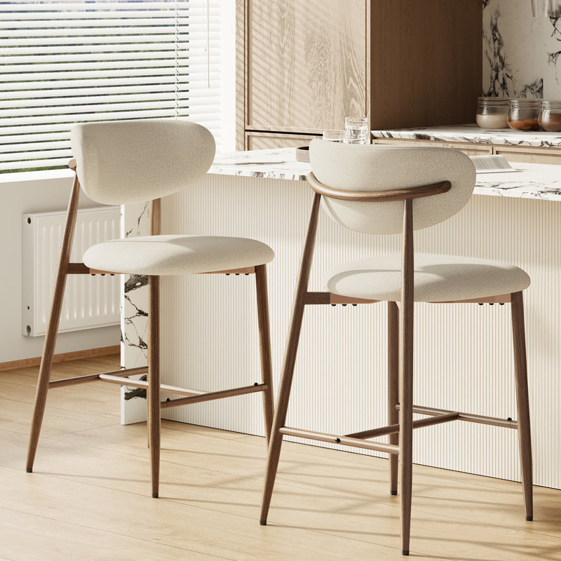 Tabouret de comptoir rembourré Westhampton, Beige, 2