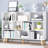 Wooden Open Shelf Bookcase - 3-Tier Floor Standing Display Cabinet Rack with Legs, 10 Cubes Bookshelf, Warm White