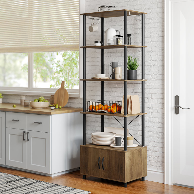 Étagère de boulanger standard en bois 23,5 po avec compatibilité pour micro-ondes Mosurier, Chêne rétro