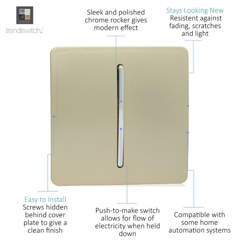 Wall Mounted Light Switch, Champagne Gold