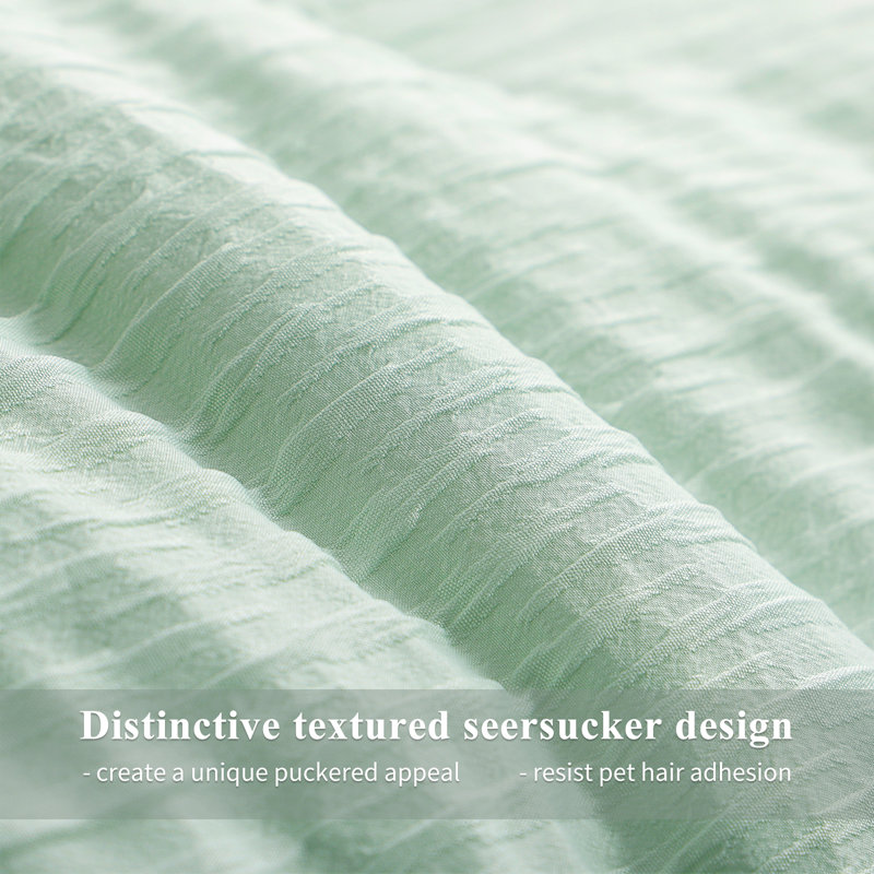 Twin Green Microfiber Seersucker Comforter Set