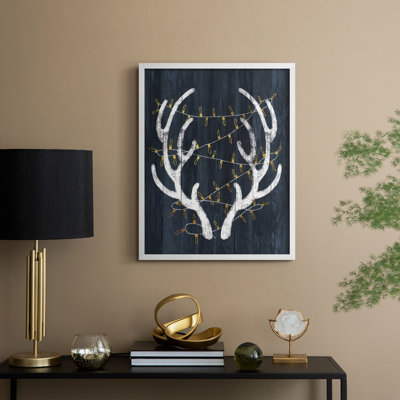 Antlers & Lights Framed Print - Solid Wood