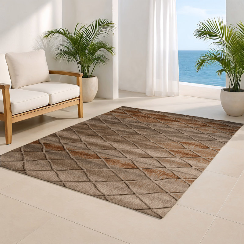 Tapis brun intérieur et extérieur Trellis, Rectangulaire 8 pi x 10 pi