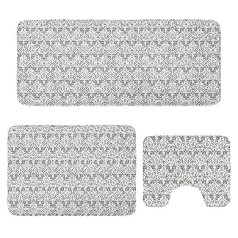  Ensemble de 3 tapis gris et blanc pour salle de bain gris et blanc