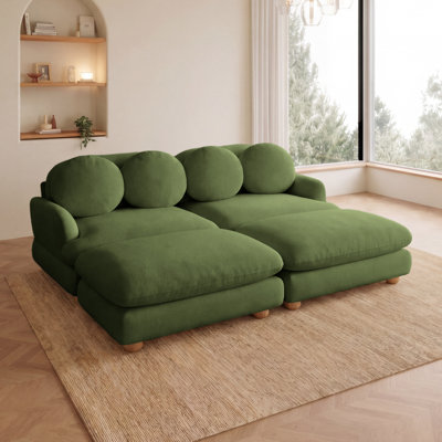 Canapé confortable deux places, canapé profond 2 places avec 4 coussins décoratifs, pouf amovible, pour salon, chambre