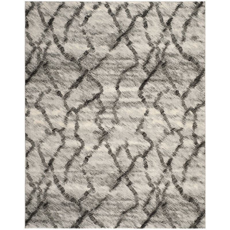 Retro 2144 Performance Abstract Rug, Gray, Rectangle 8' x 10'