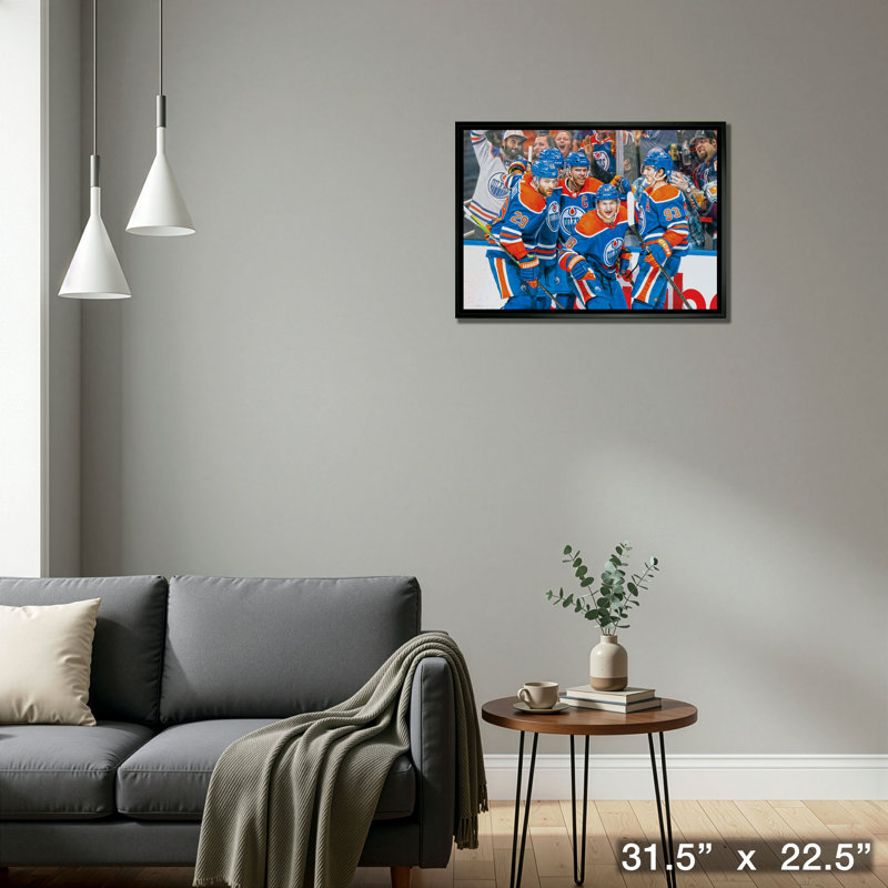 «Edmonton Oilers», célébration sur toile non signée 20 x 29