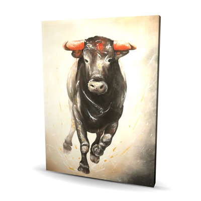 Bull Running - Western Canvas for Man Cave Home Decor