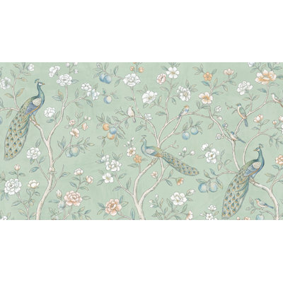 Papier peint floral paon